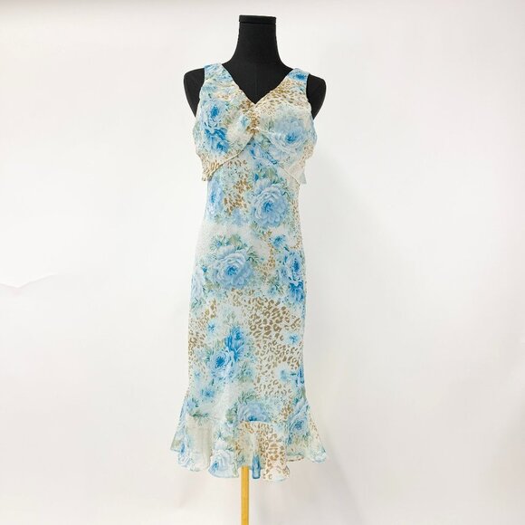 VINTAGE Dresses & Skirts - VINTAGE 90S STYLE SUMMER FLORAL RUFFLE DRESS FLORAL PRINT LEOPARD PRINT